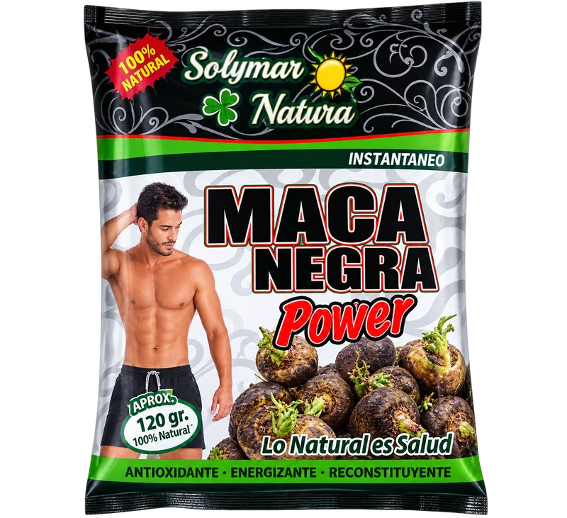 Maca negra envasada, lista para comprar